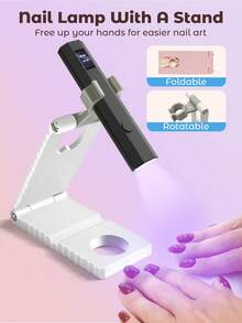 Rechargeable UV LED Nail Lamp, Teckwe Foldable Gel Nail Dryer With Adjustable Holder, Mini Nail Light For Perfect Gel Manicure At Home - Multicolor - View 2