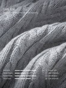 GLOWMODE Cozy Knit Fingerless Gloves With Touchscreen-Friendly Open Fingers Daily Casual Outdoor Fall Winter Wear - Flower gray - View 5