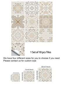 10pcs/20pcs Mandala Pattern Tile Stickers, Self-Adhesive, Waterproof, Oil-Resistant PVC Kitchen Wall Decals,Stickers,Wall Decal, Vinyl Decal For Home Decorations,Spring Decoration Items Refresh Your Home,Rama Decoration Stickers,Room Decor , Ramadan Decor, Home Decor, Bathroom Decor Kitchen Decor - Multicolor - View 12