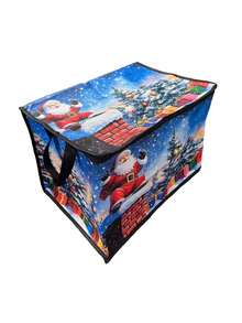 Christmas Cloud Storage Box, Santa Claus & Reindeer Printing, Design With Handles, Large Folding Storage Basket For Holidays, Dustproof Rectangular Organizer, Suitable For Christmas Decorations, Gift Wrapping, Clothing, Toys, Closet, Bedroom, And - Multicolor - View 11