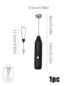 Glimwiel 1pc Rechargeable Electric Milk Frother, 2 Interchangeable Heads, 3 Speed Modes, Handheld Foam Maker, Egg Whisk For Coffee, Latte, Cappuccino, Kitchen Gadget, Black - Multicolor - View 7