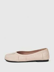 Sleekvia Folded Split-Toed Flat-Soled Shoes For Women, Soft Leather Low Vamp Bowknot Ballet Shoes - Light pink pleats - View 5