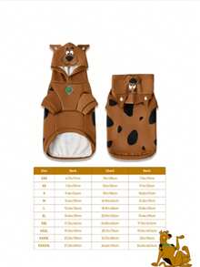 SCOOBY-DOO X SHEIN 1pc Cartoon Graphic 3D Dog Ear Decor Hooded Pet Sweatshirt,Cat Clothes, Dog Clothes, Sizes XXS-XXXXL, Extra Small, Extra Large - Brown - View 9
