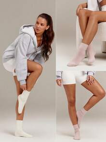 GLOWMODE 3-Pair Faux-Wool Fireside Glow Fleece-Lined Winter Socks With Non-Binding Elastic Cuffs Daily Casual Winter Outdoor Wear - color mixing - View 8