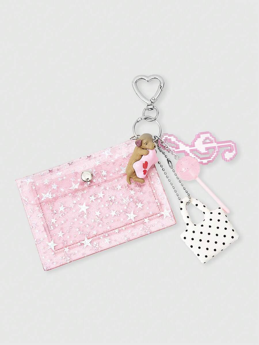 ROMWE Kawaii Pink Jelly Lollipop Puppy Bag Pendant - Pink - View 1