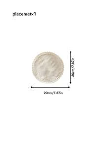 1-Piece, Embroidered Lace Hollow Beige Apricot Coaster, Fresh Natural Coffee Coaster, Thermal Insulation Pad, Thermal Insulation Layer Protects The Desktop. - Multicolor - View 8