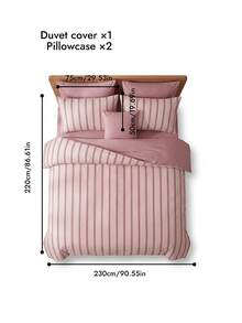 2/3 Piece Pink Pinstriped Quilt Cover Kit, Bedding, Bedding Set, Quilt Cover Combination, Warm Room Decoration, Skin-Friendly And Breathable, Without Quilt Core, Suitable For Single Bed, Full Size Bed, King Bed, Extra Large Bed - Multicolor - View 13
