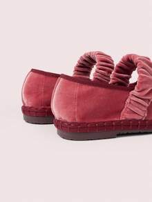CUCCOO DOLLMOD Women's Bright Orange Elegant Velvet Classic Comfortable Velvet Pleated Elastic Mary Jane Flat Shoes Spring Shoes Fall Shoes - Rusty Rose - View 10