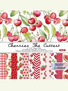 1Pack 24 Sheets 6"X6" Lemonade Summer Scrapbook Paper, DIY Craft Background Paper Back To School - Red - View 1