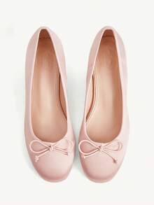 CUCCOO CHICEST Ladies Elegant Elegant Pink Bow Round Toe Thick Heel High Heel Comfortable Shoes Spring And Autumn Shoes - Pink - View 7