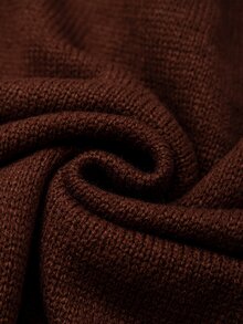 GlowEve CURVE Plus Button Detail Cardigan & Knit Skirt - Coffee Brown - View 9