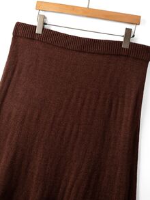 GlowEve CURVE Plus Button Detail Cardigan & Knit Skirt - Coffee Brown - View 8