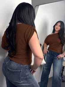 Firerie Camisetas de Tallas grandes - Marrón - Ver 3
