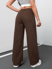 SHEIN Tall CURVE Plus Size Jeans Fall - Brown - View 3