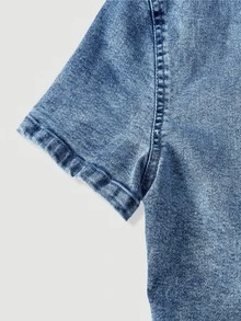 Sweetra Solid Zip Back Denim Top - Blue - View 3