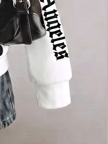 SHEIN EZwear 新款秋冬女款領口拉鍊運動衫/Y2K/街頭風/外出/返校/假期/秋季//休閒/學院風/CLUB/時尚/LA印花 - 彩色 - 查看 6