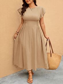 Elaquor Plus Size Dresses - Camel - View 6