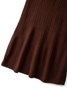 GlowEve CURVE Plus Button Detail Cardigan & Knit Skirt - Coffee Brown - View 7