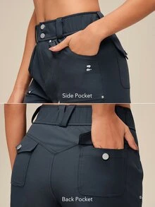 OutZeal High Waist Roll Hem Outdoor Shorts - Dusty Blue - View 3