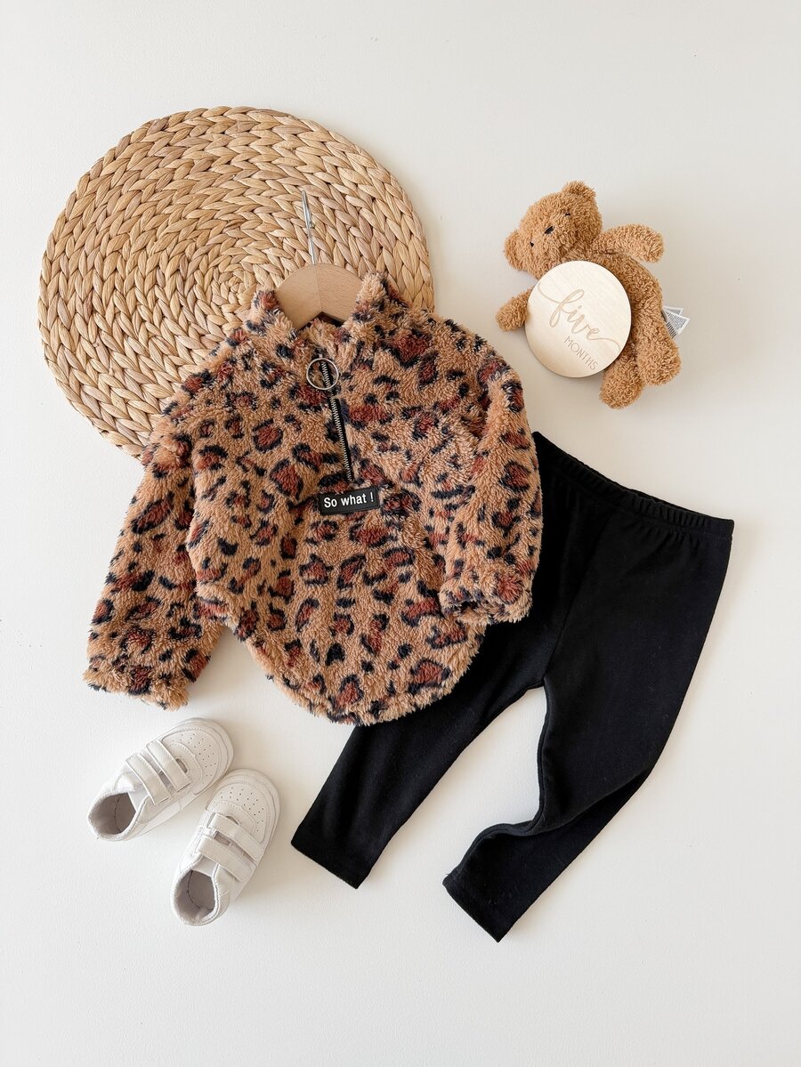 Baby Girls Autumn Winter Hoodie & Sweatshirt Co-Ords - Brown - View 1
