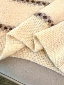 GlowEve CURVE Plus Size Leopard & Cherry Pattern Drop Shoulder Oversize Sweater Winter - Beige - View 10