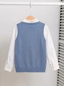 SHEIN Tween Boys Sweaters - Blue - View 2