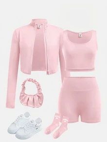 SHEIN 青少年（女）運動服 - 粉色 - 查看 2