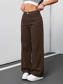 SHEIN Tall CURVE Plus Size Jeans Fall - Brown - View 9