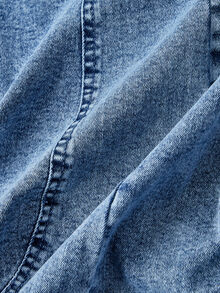 Sweetra Solid Zip Back Denim Top - Blue - View 4