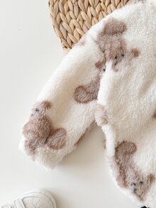 女嬰熊與字母刺繡泰迪連身衣 & 秋冬內搭褲 - 杏色 - 查看 4