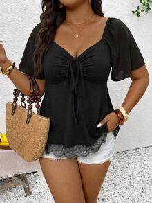 SHEIN Frenchy Camisetas de Tallas grandes - Negro - Ver 4