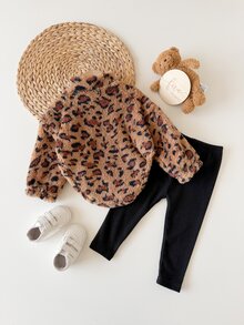 Baby Girls Autumn Winter Hoodie & Sweatshirt Co-Ords - Brown - View 2