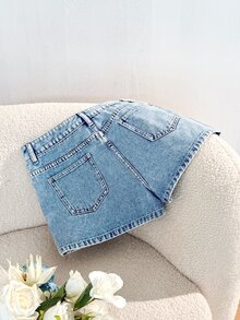 Comfortcana Plus Size Denim Shorts - Light Wash - View 2