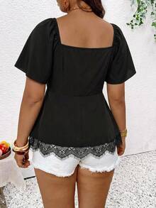 SHEIN Frenchy Camisetas de Tallas grandes - Negro - Ver 2