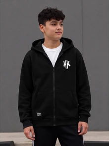 SHEIN Teen Boys Sweatshirts - Black - View 5