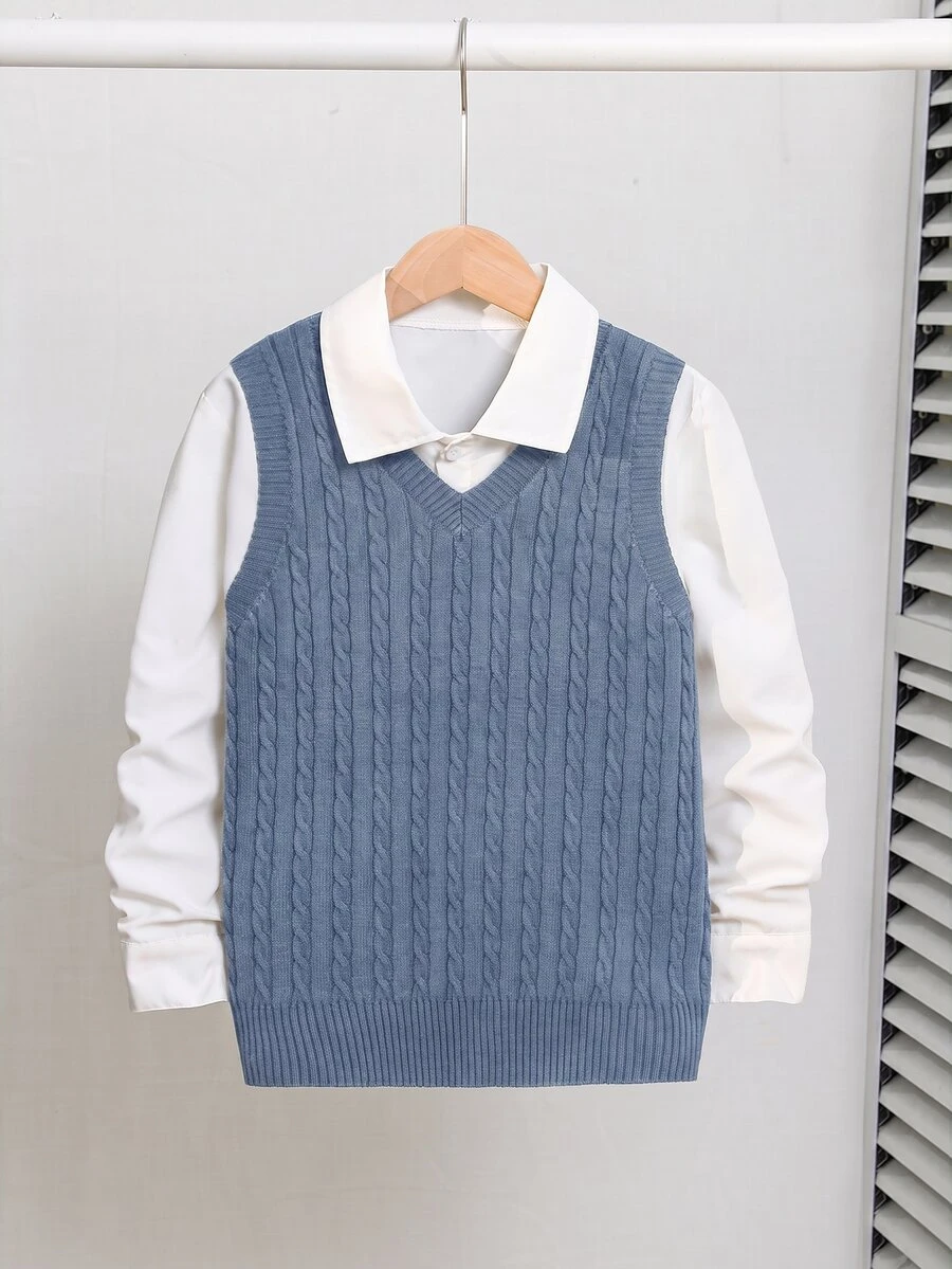 SHEIN Tween Boys Sweaters - Blue - View 1