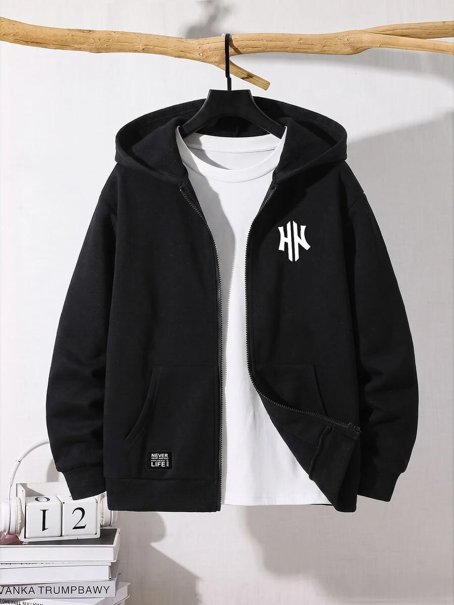 SHEIN Teen Boys Sweatshirts - Black - View 1