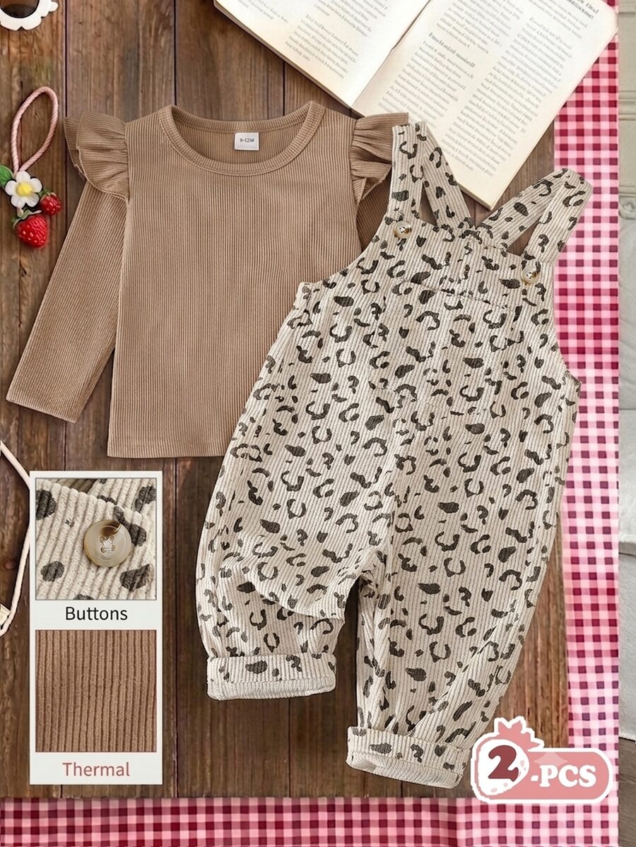SHEIN Vintaside Kids 嬰童(女)連體褲 - 卡其色 - 查看 1