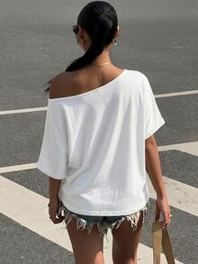 Muchica 2PCS Plus Size T-Shirts - Black and White - View 2