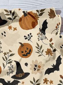 SHEIN LUNE V-Neck Halloween Print Ruffle Armhole Blouse - Multicolor - View 5