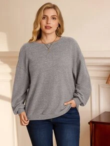 EMERY ROSE Sudaderas y sudaderas con capucha de tallas grandes - Gris Claro - Ver 6