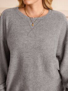 EMERY ROSE Sudaderas y sudaderas con capucha de tallas grandes - Gris Claro - Ver 5