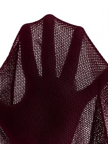 GlowEve 女款純色泡泡袖開襟短版輕量開襟衫 - 酒紅色 - 查看 7