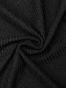 SHEIN Shorts de ciclista de punto acanalado con cintura asimétrica para niña preadolescente - Negro - Ver 8