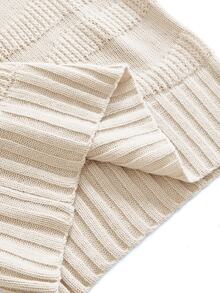 ROMWE Button Detail Foldover Asymmetrical Neck Sweater Dress - Beige - View 5