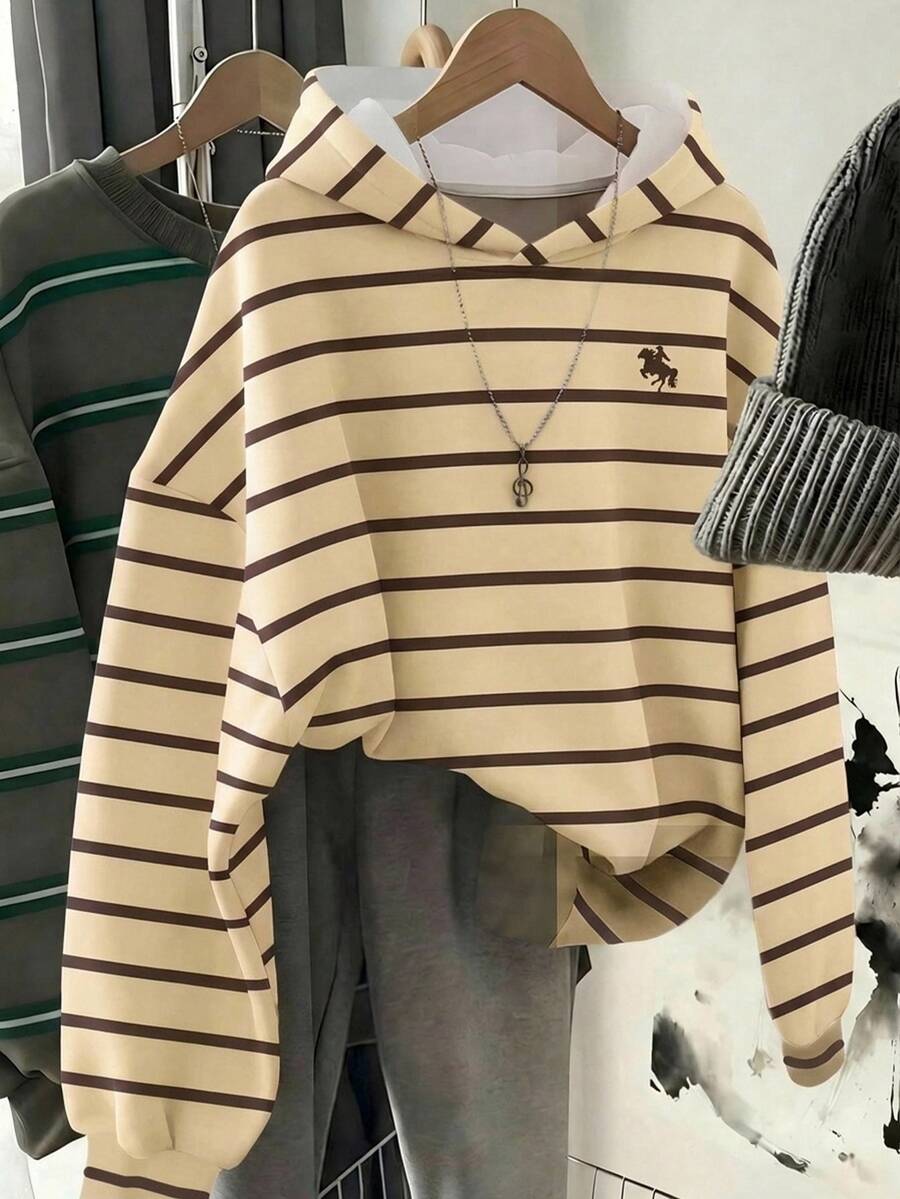 Muvela Striped Print Drop Shoulder Sweatshirt - Multicolor - View 1