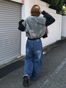 FRIFUL Women Casual Fuzzy Zipper Jackets Fall - Grey - View 2