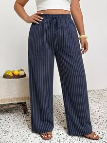 SHEIN Frenchy Plus Size Pants - Blue - View 4