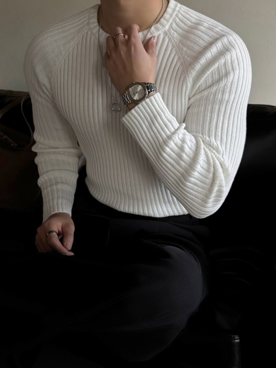 Men Solid Raglan Sleeve Sweater
