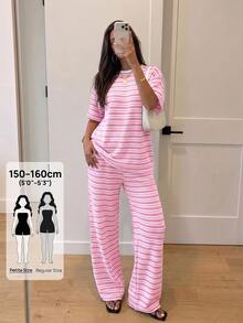 SHEIN PETITE Women Two-Piece Outfits - Pink - View 3